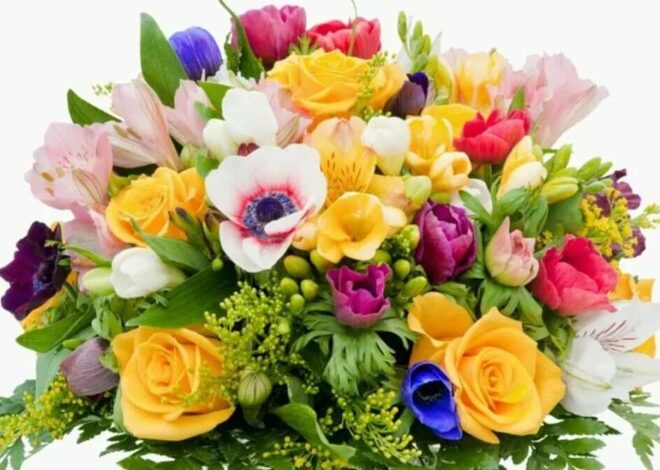 Открытка с цветами в день рождения: красочные пожелания
